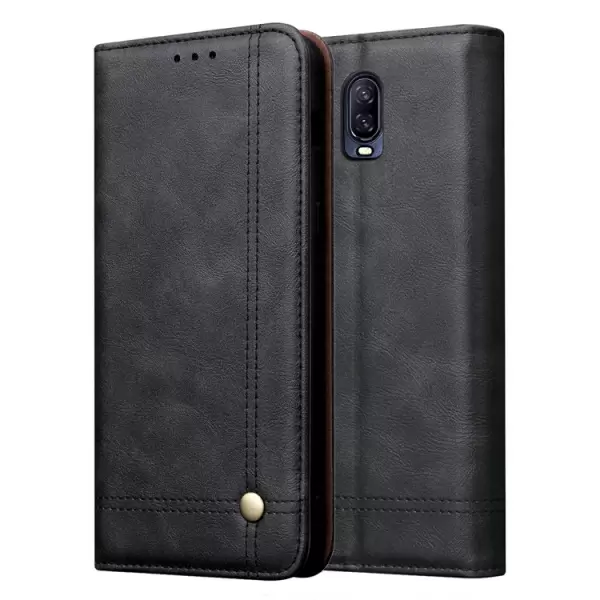 OnePlus 6T nahkainen suojakotelo (Musta)