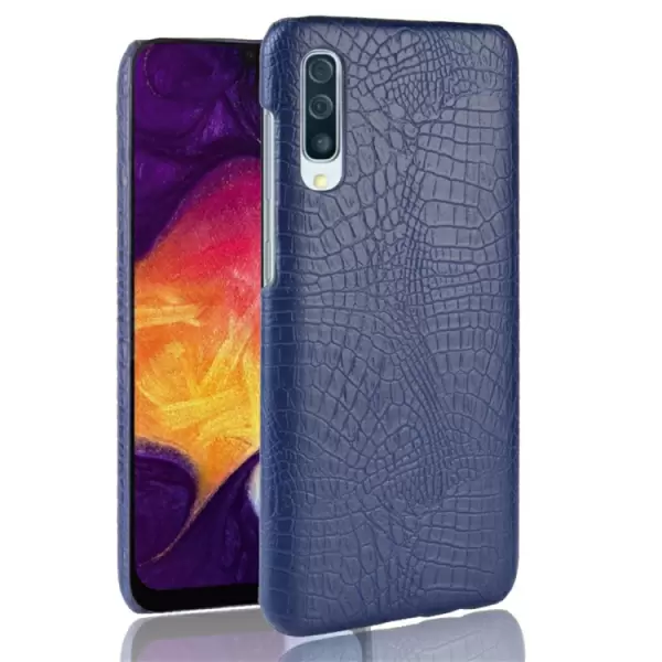 Samsung Galaxy A50 PC + PU-kotelo, krokotiilikuvio (Sininen)