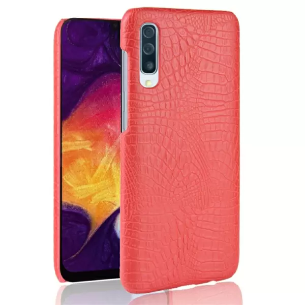 Samsung Galaxy A50 PC + PU-kotelo, krokotiilikuvio (Punainen)