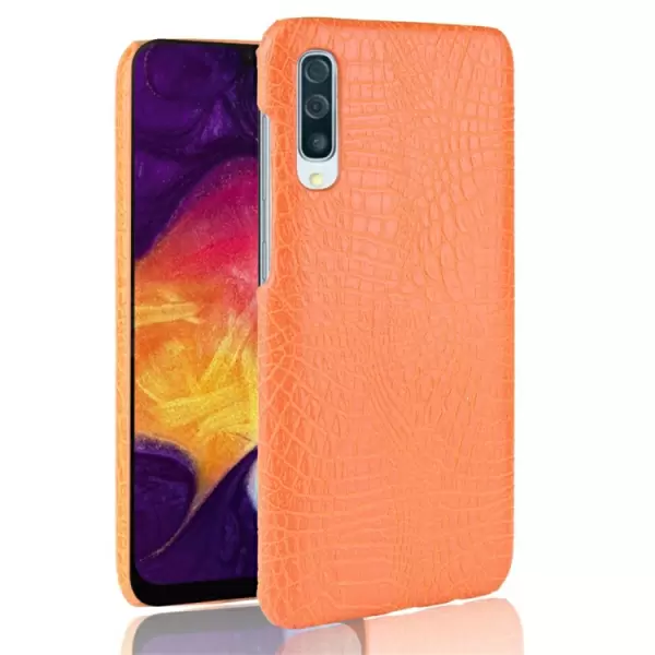 Samsung Galaxy A50 PC + PU-kotelo, krokotiilikuvio (Keltainen)
