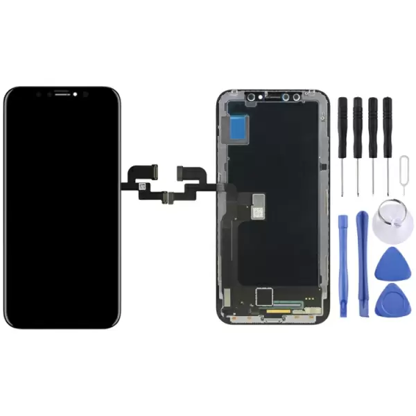 iPhone X LCD-näyttö ja kosketusnäyttö, täysi asennussarja (Musta)