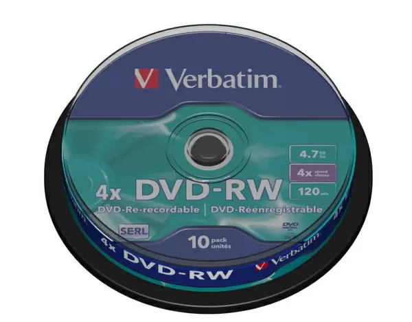 Verbatim DVD-RW 4.7Gt Matt Silver 4x 10 kpl