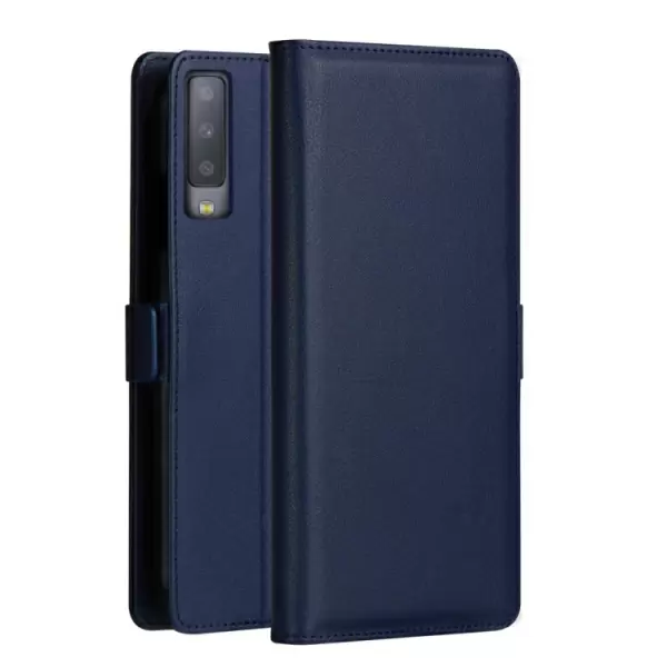 Samsung Galaxy A7 (2018) nahkainen suojakotelo (Sininen)