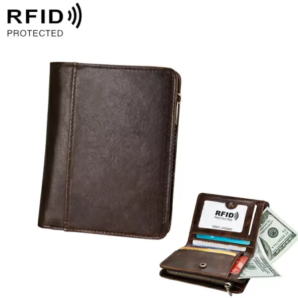 Antimagneettinen RFID-nahkalompakko miehille (Kahvi)