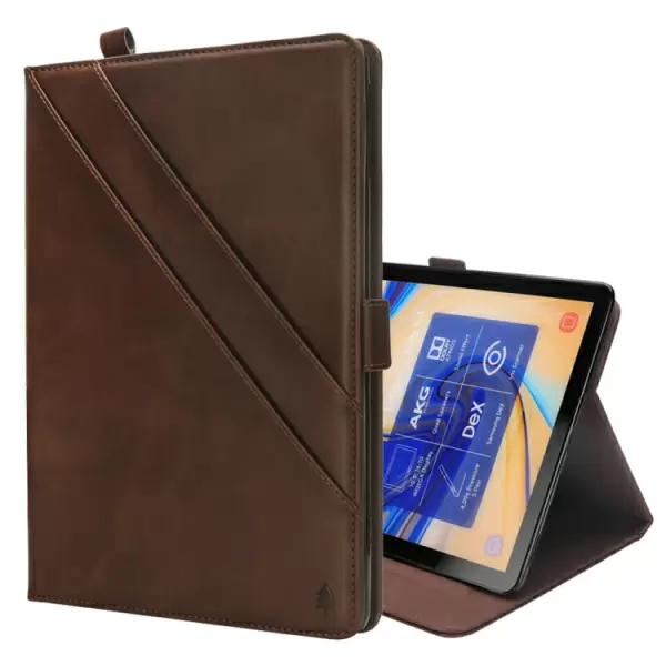 Samsung Galaxy Tab S4 10,5 tuumaa - nahkainen suojakotelo (tummanruskea)