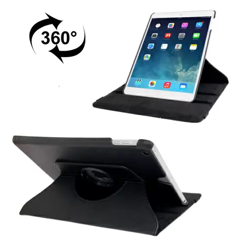 iPad Air Nahkainen suojakotelo kääntyvällä seisontatuella (musta)