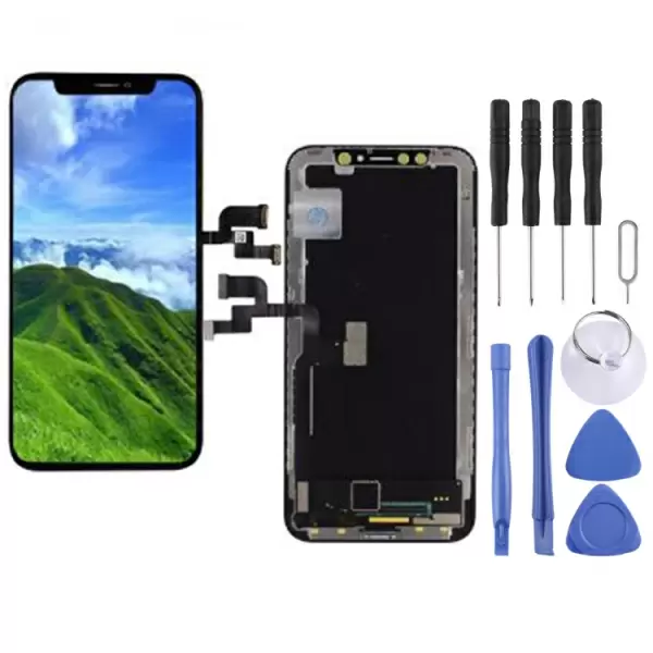 iPhone X LCD-näyttö ja kosketusnäyttö, täysi asennussarja (OLED-materiaali) (Musta)