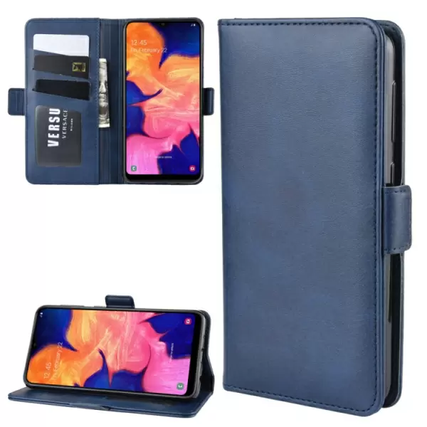 Samsung Galaxy A10 nahkainen suojakotelo  (sininen)
