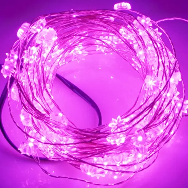 10m, 12V/6W/500LM/SMD-0603 LED-nauha kukkakuviolla (Vaaleanpunainen)
