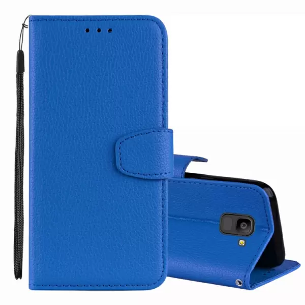 Samsung Galaxy J6 (2018) nahkainen kotelo (Sininen)
