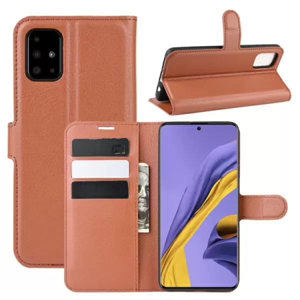 Samsung Galaxy A51 nahkainen suojakotelo - ruskea
