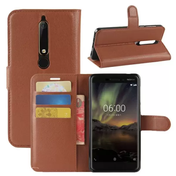 Nokia 6 (2018) nahkainen kotelo (ruskea)