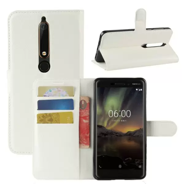 Nokia 6 (2018) nahkainen kotelo (valkoinen)