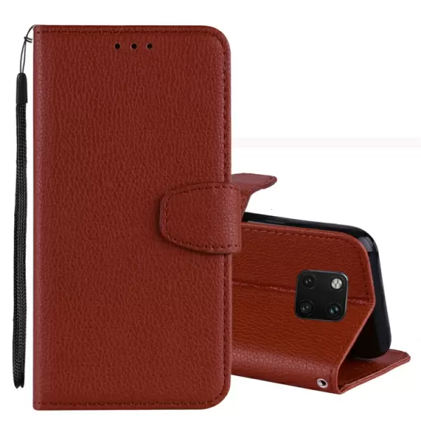 Huawei Mate 20 Pro käännettävä Litchi-suojakotelo lompakolla (Ruskea)