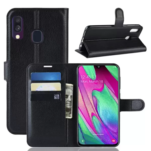 Samsung Galaxy A40 nahkainen kotelo (musta)