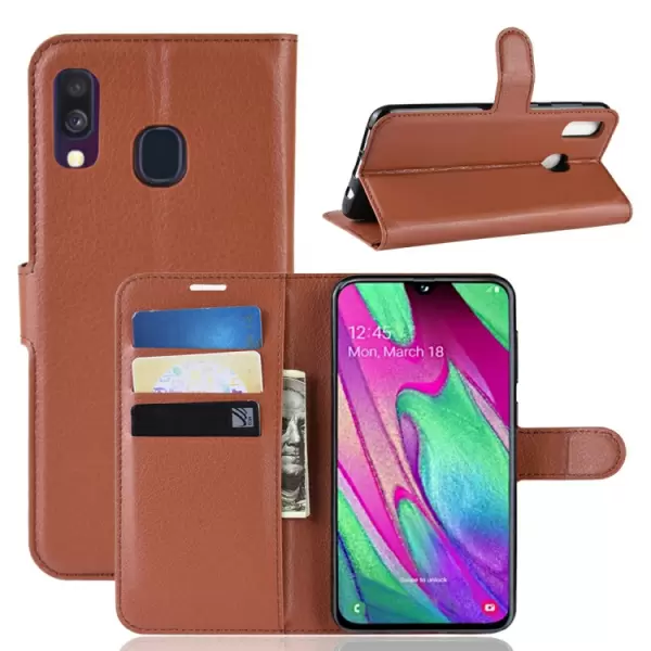 Samsung Galaxy A40 nahkainen kotelo (ruskea)