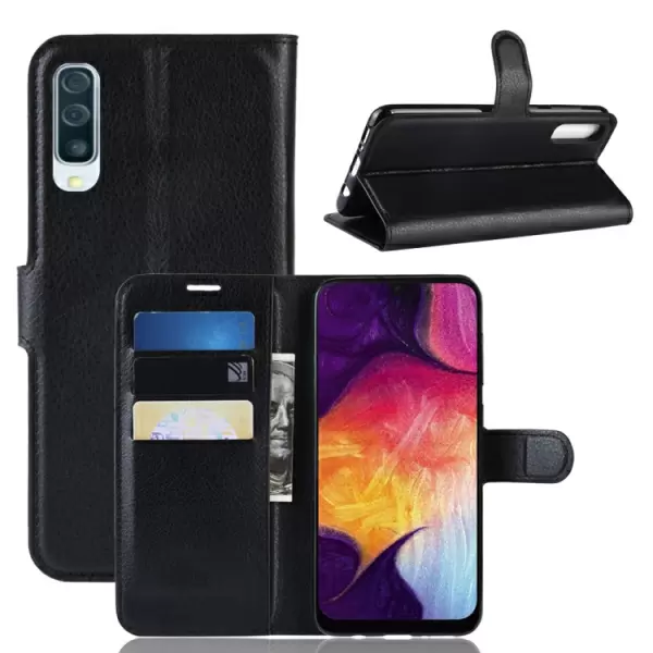 Samsung Galaxy A50 nahkainen suojakotelo (musta)
