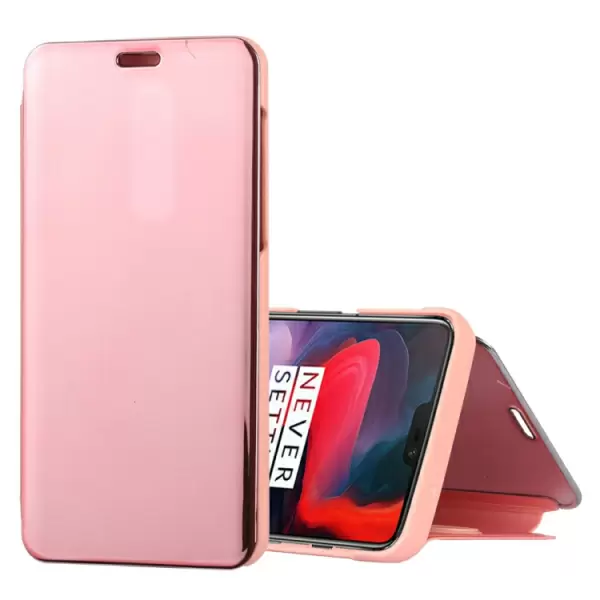 OnePlus 6 vaakatasoon käännettävä suojakotelo (Ruusukulta)