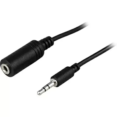Äänikaapeli, 3,5mm stereo uros - naaras, musta, 1.5m
