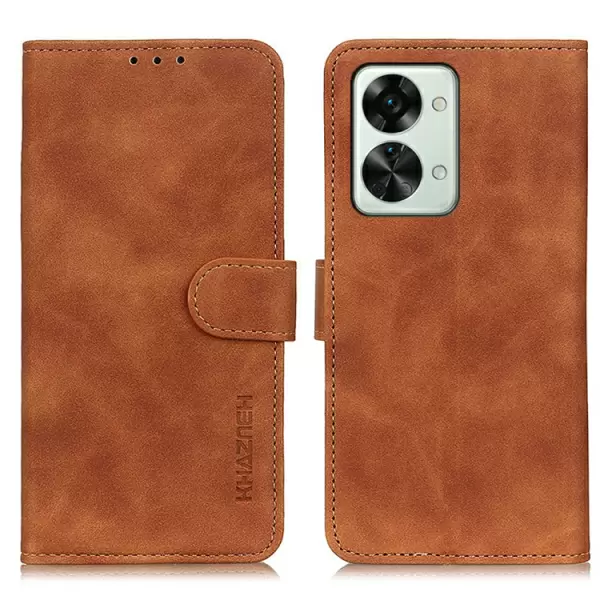 OnePlus Nord 2T 5G tekonahkainen suojakotelo - ruskea