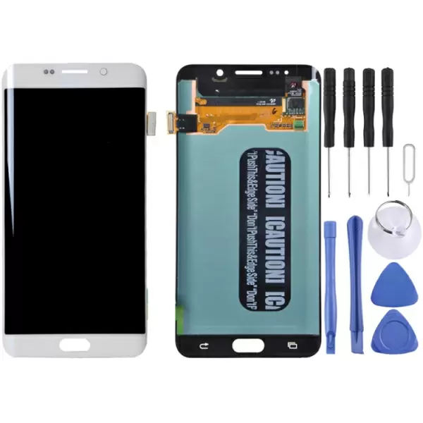 Galaxy S6 Edge Plus alkuperäinen LCD-näyttö ja kosketusnäyttö (Valkoinen)