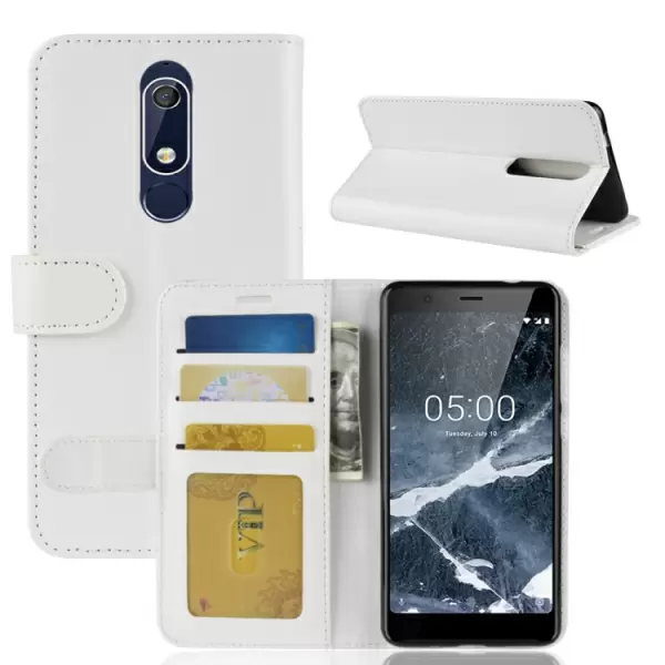 Nokia 5.1 nahkainen kotelo (valkoinen)
