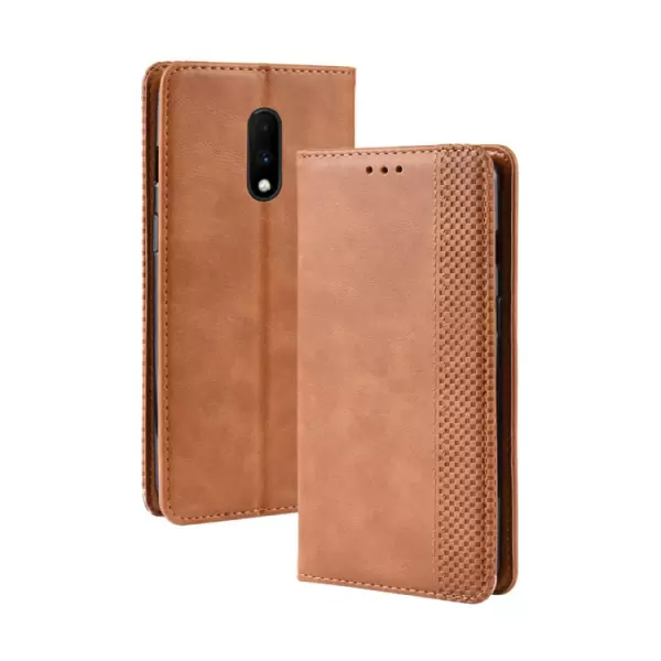 OnePlus 7 nahkainen suojakotelo (ruskea)