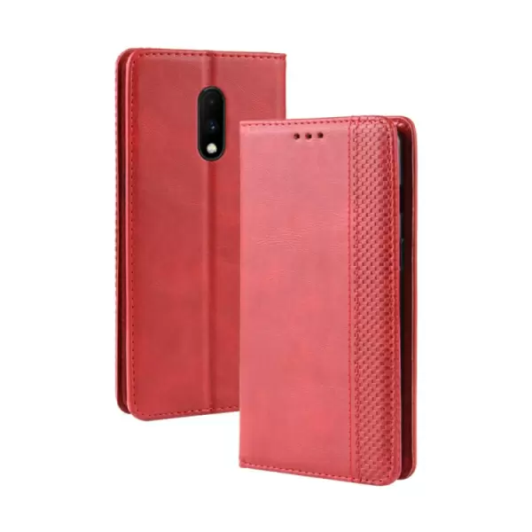 OnePlus 7 nahkainen suojakotelo (punainen)