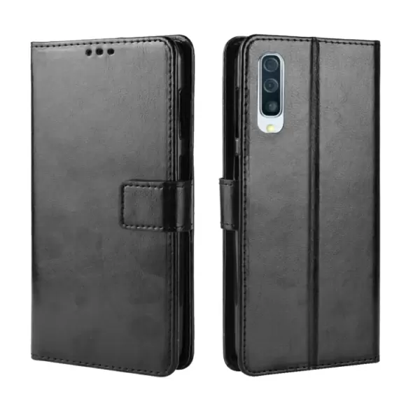 Nahkakotelo Samsung Galaxy A70 (musta)