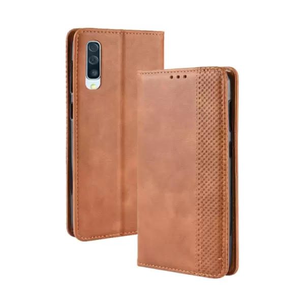 Samsung Galaxy A70 nahkainen suojakotelo (vaaleanruskealle)