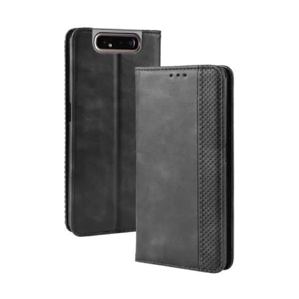 Nahkakotelo Samsung Galaxy A80 / A90 (musta)