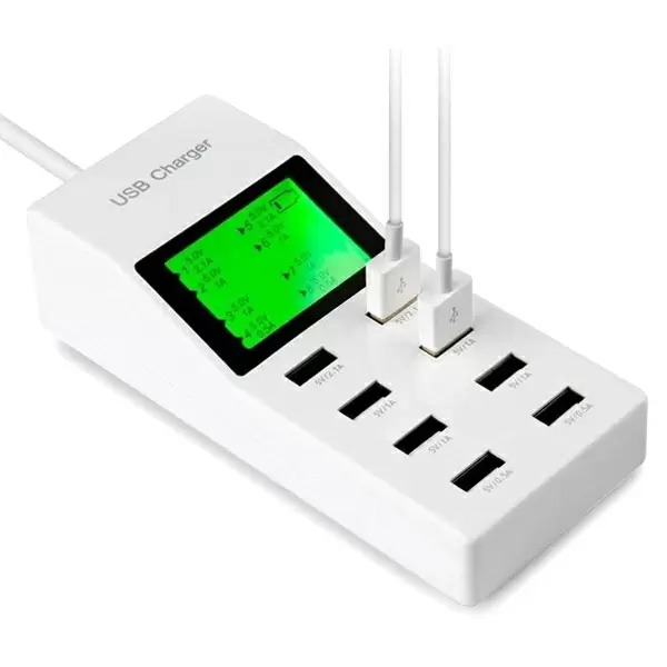 8 - Portinen USB virta-adapteri LCD näytöllä