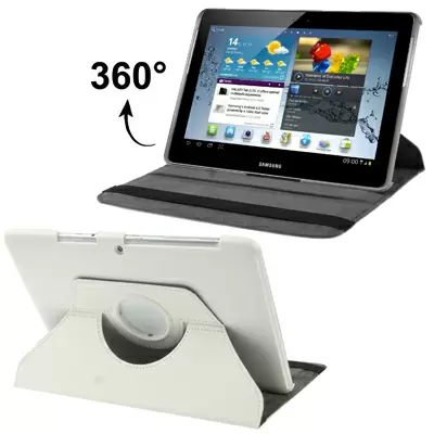 Samsung Galaxy Tab 2 (10.1) nahkainen suojakotelo - kääntyvä, valkoinen
