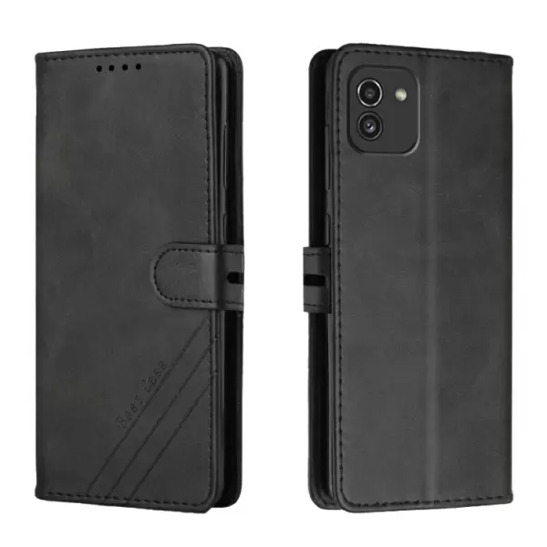 Samsung Galaxy A03 nahkainen suojakotelo - musta