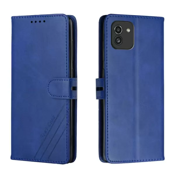 Samsung Galaxy A03 nahkainen suojakotelo - sininen