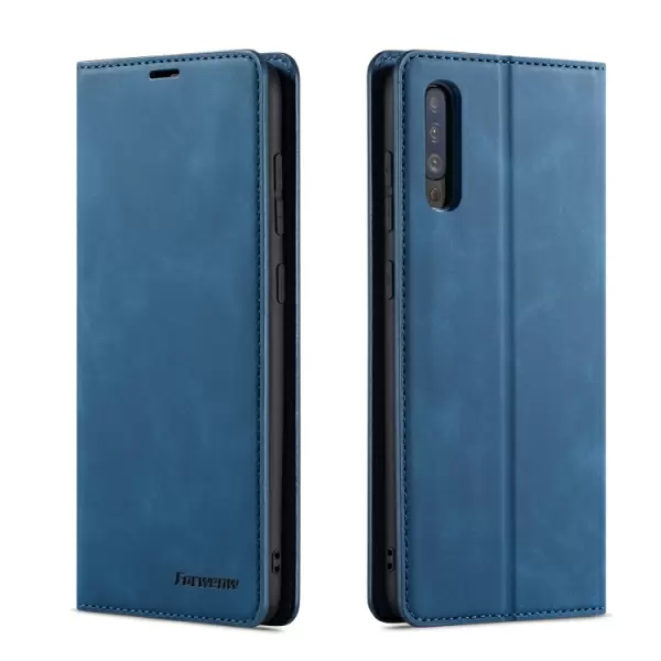 Samsung Galaxy A50 nahkainen kotelo (sininen)