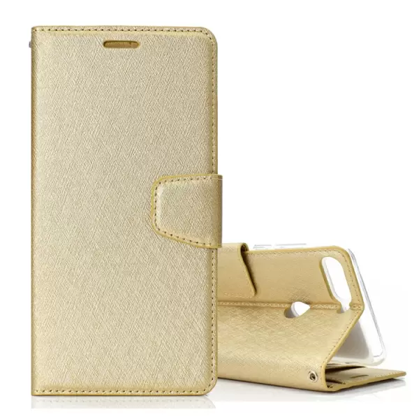 Huawei Y6 (2018) nahkainen suojakotelo (Kulta)