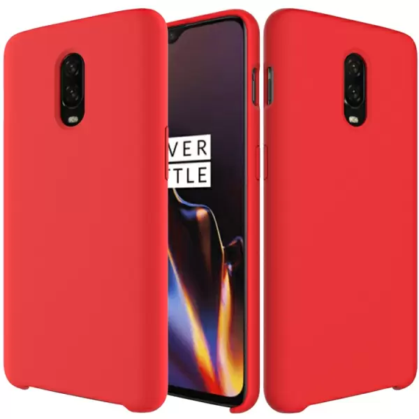 OnePlus 6T yksivärinen silikonisuojakotelo (Punainen)