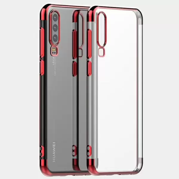 Kolme osaa elektrolyyttistä sivua TPU takakotelo Huawei P30: lle (punainen)