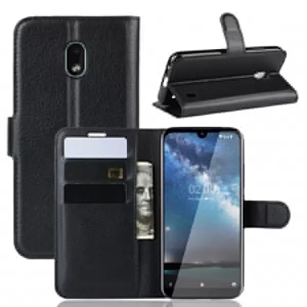Nokia 2.2 nahkainen suojakotelo, (musta) 