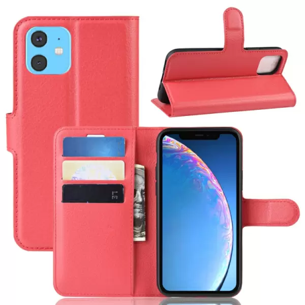 iPhone 11 nahkainen suojakotelo (Punainen)
