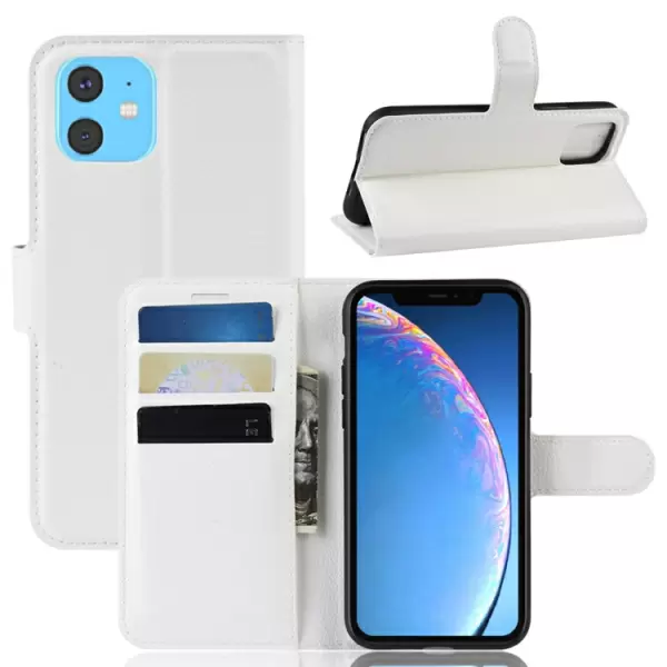 iPhone 11 nahkainen suojakotelo (valkoinen)