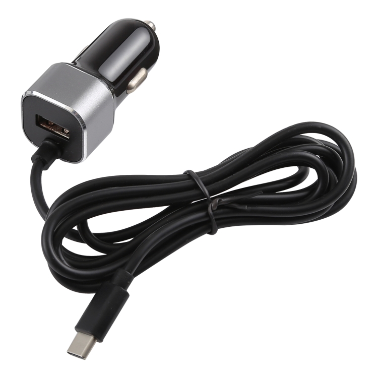 1.5m 2-in-1 USB-C / Type-C 2.4A ja USB-autolaturisovitin Nintendo Switchille