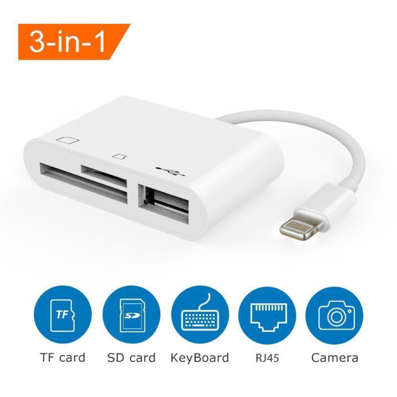 3 in 1 Lightning SD kameramuistikortinlukija