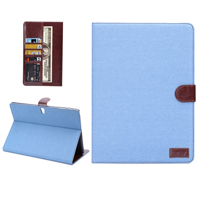 Samsung Galaxy Tab s (SM-T800) 10.5- Flip nahkainen suojakotelo luottokorttipaikalla (Baby Blue)