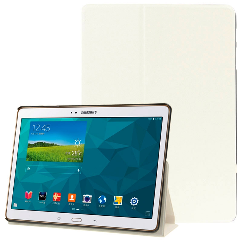 Samsung Galaxy Tab S (SM-T800) 10.5- Mattapintainen nahkakotelo (valkoinen)