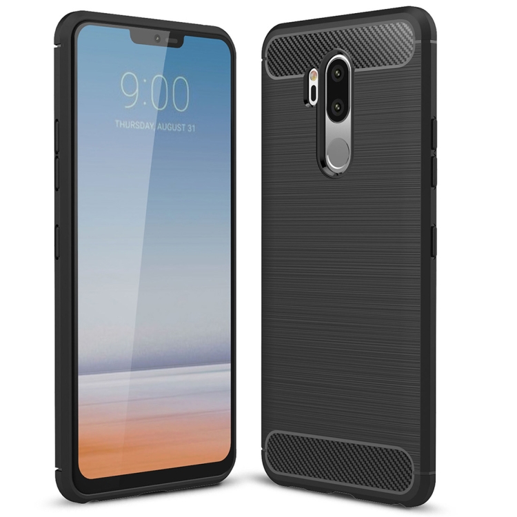 LG G7 ThinQ TPU-suojakuori, harjattu hiilikuitu (Musta)
