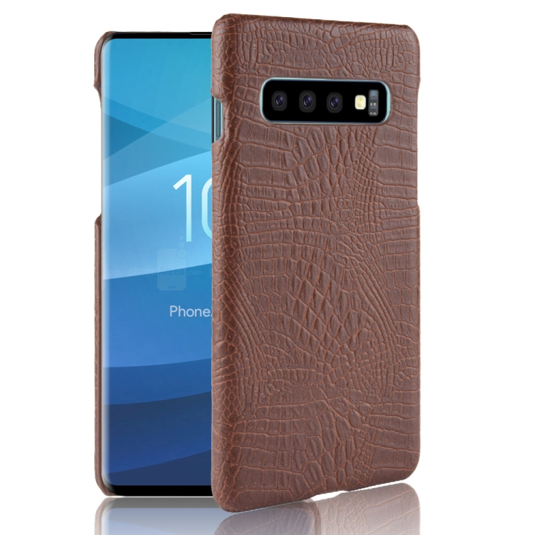 Samsung Galaxy S10 suojakotelo, krokotiilikuvio (ruskea)