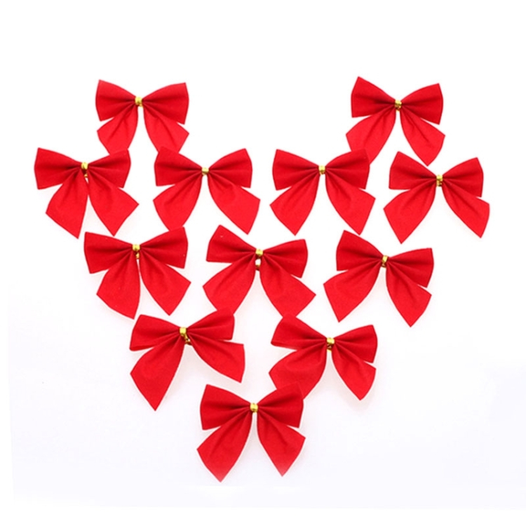 Joulukoristeita, rusetti, kultainen solmu, 12 kpl (Punainen)