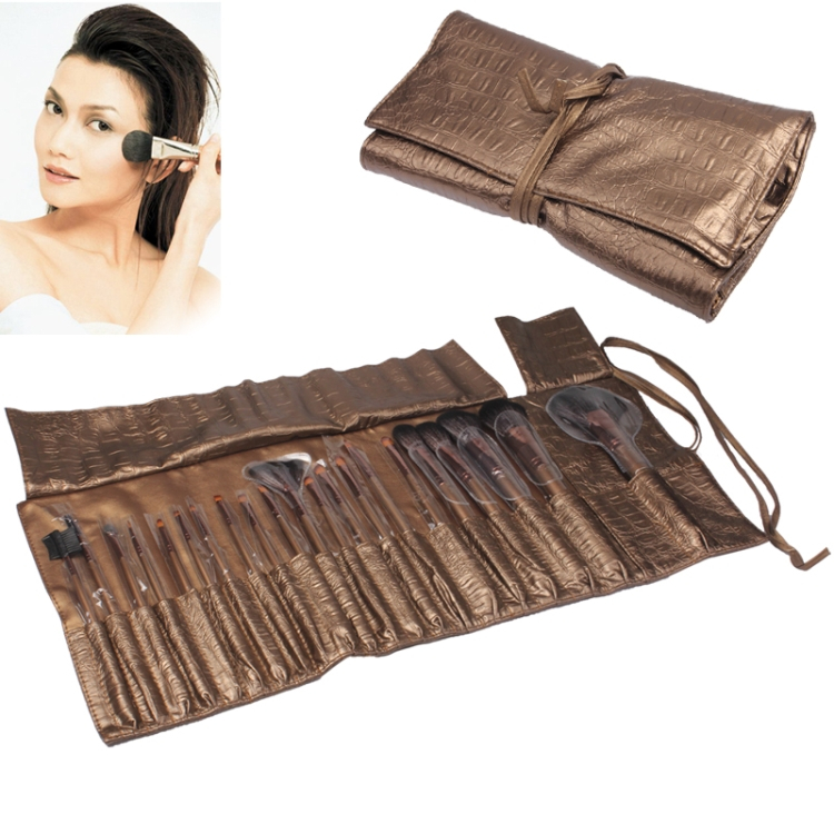 21 -osainen meikkisivellinsetti + musta nahkainen kotelo 